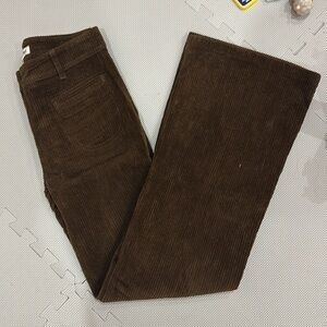 Like New mid rise velvet brown CHLOE wide flared leg pants